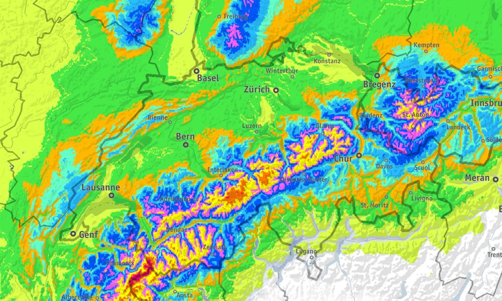 Sneeuw in Zwitserland en Vorarlberg.